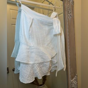 Sabina Musáyev Wrap Ruffle Small White Skirt